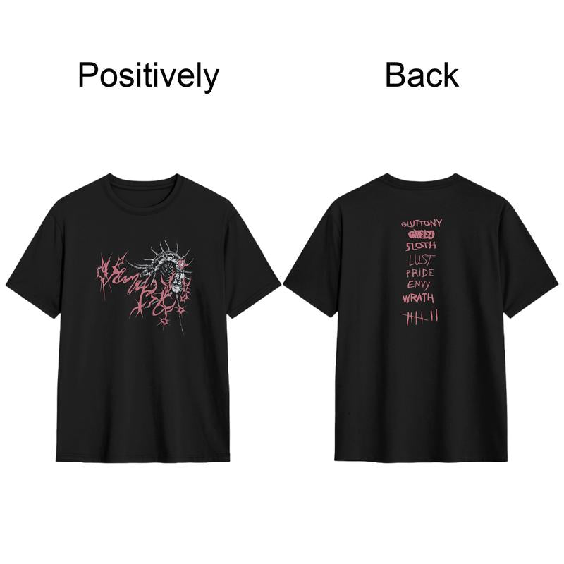baju petir bmth Y2K style cold cotton short T-shirt printed round neck youth high street influx of tops heavyweight cotton Tropical Fabric Menswear Streetwear Collar Hem Pria Layer Pendek Tee Polos Oversize