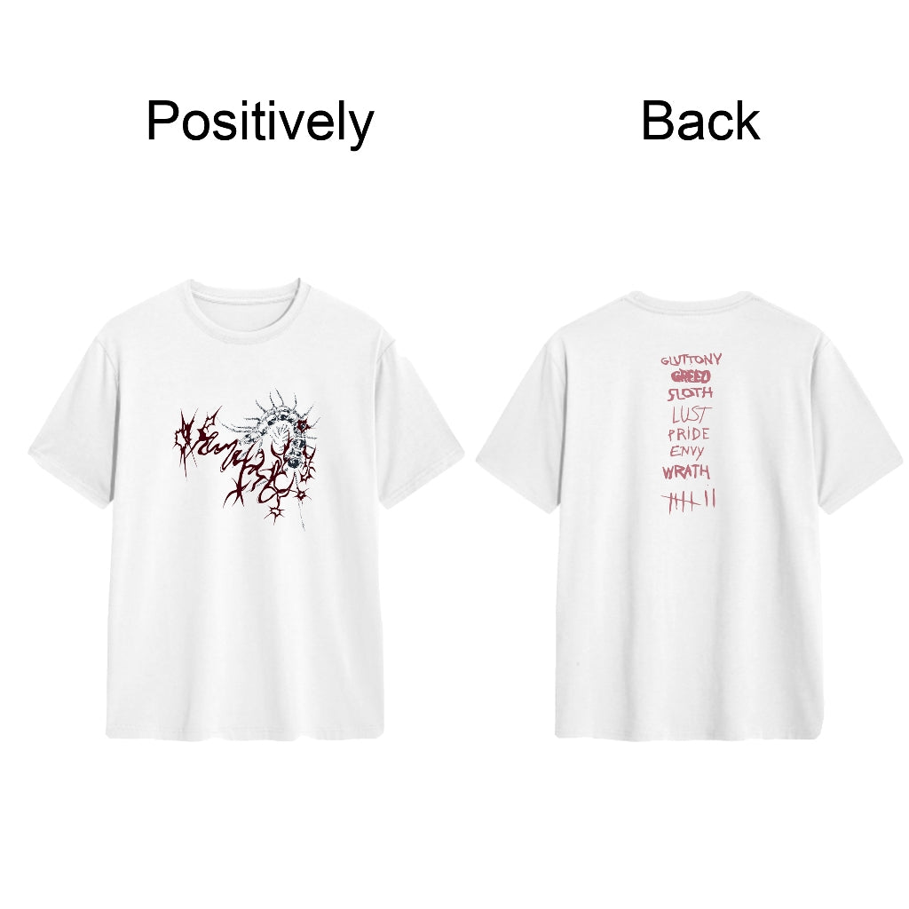 White cotton round neck short T-shirt Y2K American vintage Teenage street tide tops