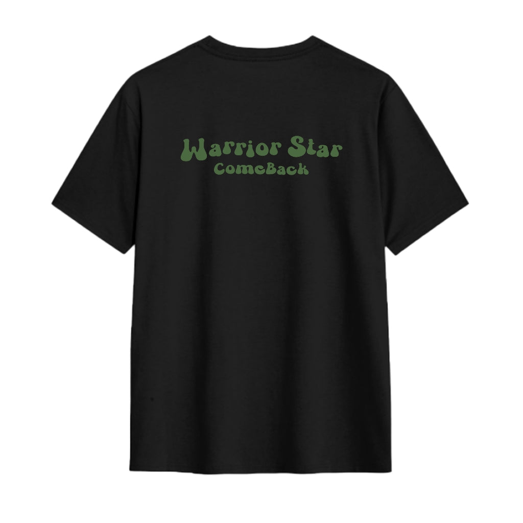Cotton black short T-shirt American retro oversize print round neck street style short sleeve