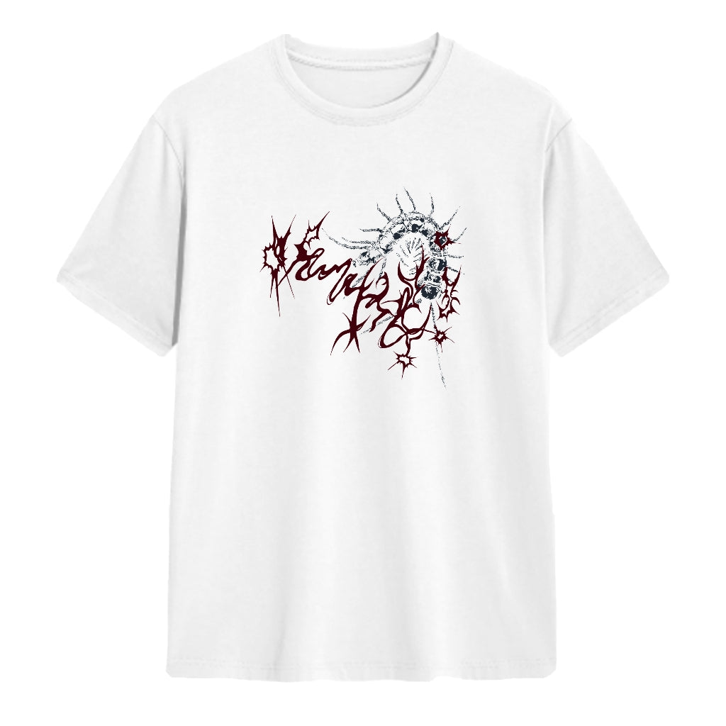 Y2K style cold cotton short T-shirt printed round neck youth high street influx of tops