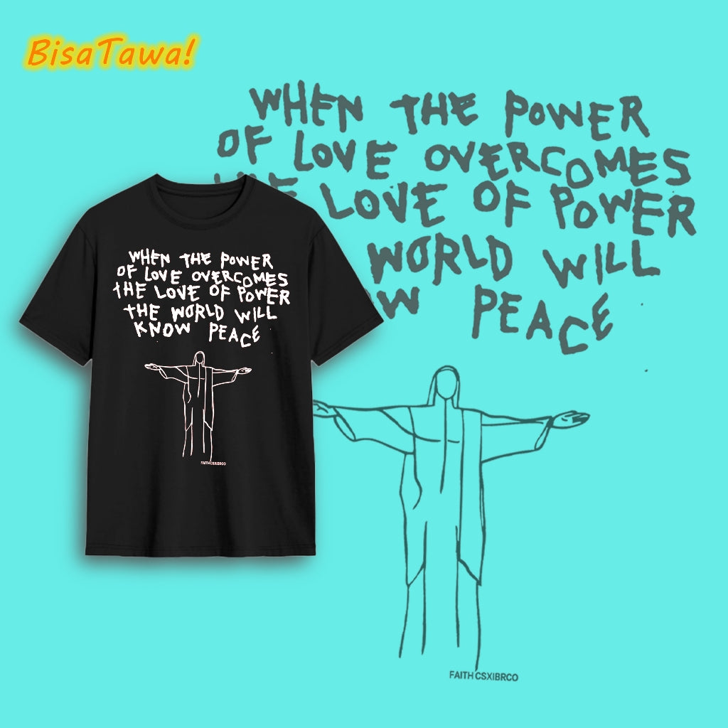 Brazilian Christian statue Retro cotton short T hip-hop letters printed round neck street style youth summer tide