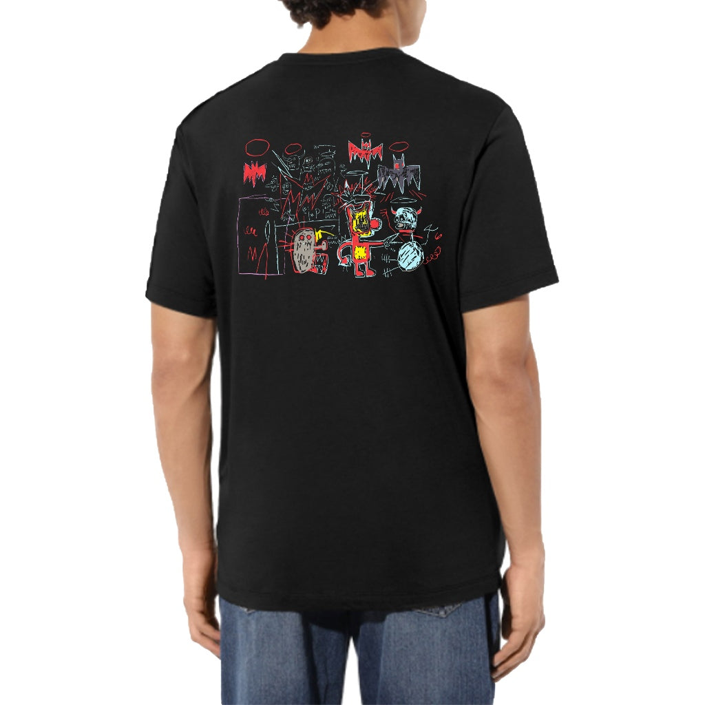 Street skateboarding style cotton short T-shirt spray paint graffiti print round neck loose summer