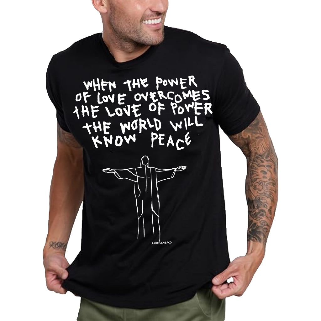 Brazilian Christian statue Retro cotton short T hip-hop letters printed round neck street style youth summer tide