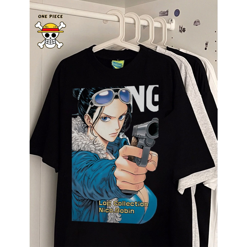 Ctsyyds Lobin Kaos Pria T-shirt Baju Kaos Oversize | Anime Raja Pencuri（One Piece） Luffy Kulit Putih | Vintage Longgar Kaos Washed Pria Baju