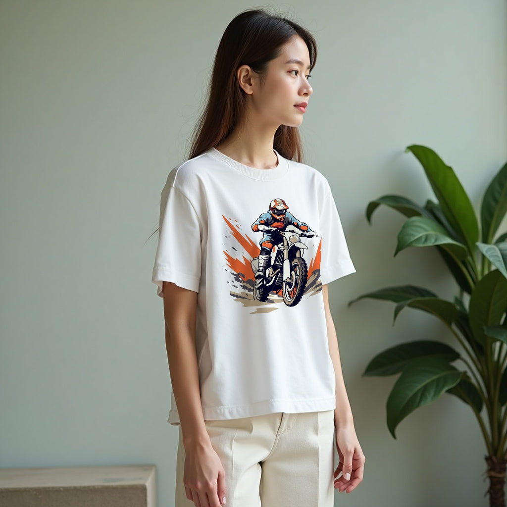 COD Cotton Short T Sleeve Motorcycle Print Round Neck Summer Street Style T Shirt Trendy White Tropical Fabric Menswear Top Tshirt Breathable Streetwear