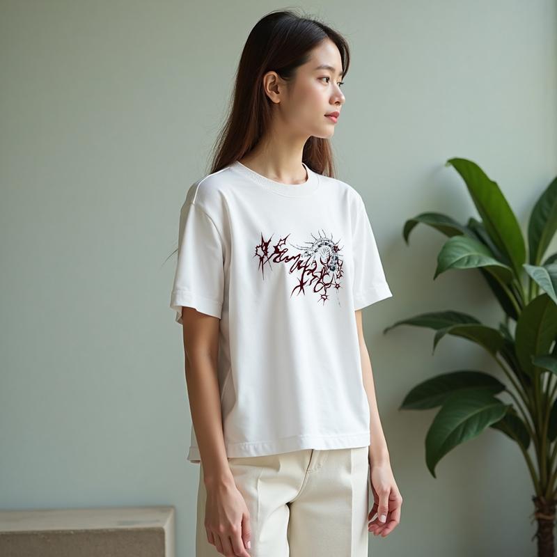 baju petir bmth Y2K style cold cotton short T-shirt printed round neck youth high street influx of tops heavyweight cotton Tropical Fabric Menswear Streetwear Collar Hem Pria Layer Pendek Tee Polos Oversize 