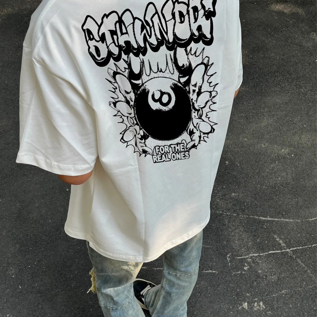 tees vintage Kaos Bola Kolam Renang Hitam Cetak Mode Trendi 8-Bola