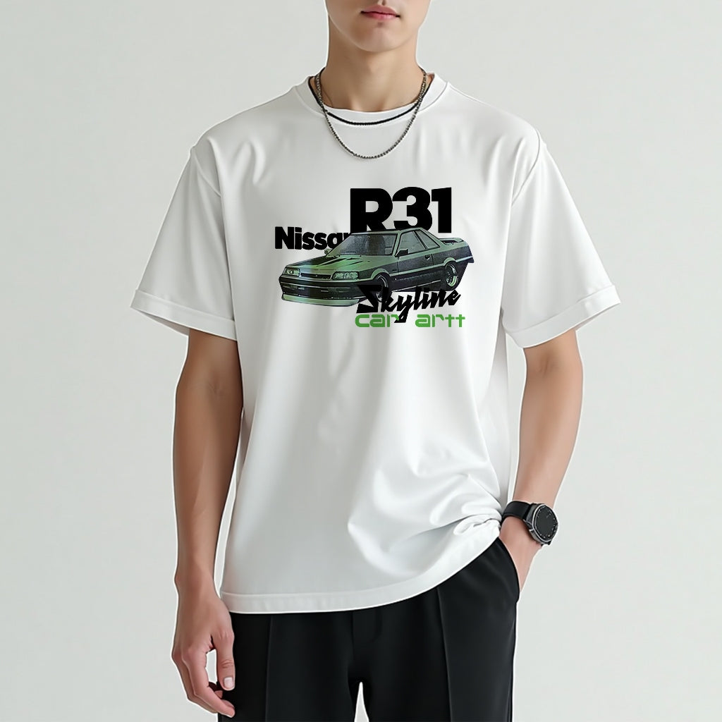 Original car design printing cotton round neck T-shirt teenagers short-sleeved loose versatile tops