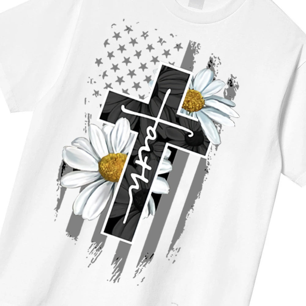 CTSYYD Crucifix Oversized T-Shirt | Korean Fashion | Korean Fashion Kaos Hitam Motif Daisy dan Cross