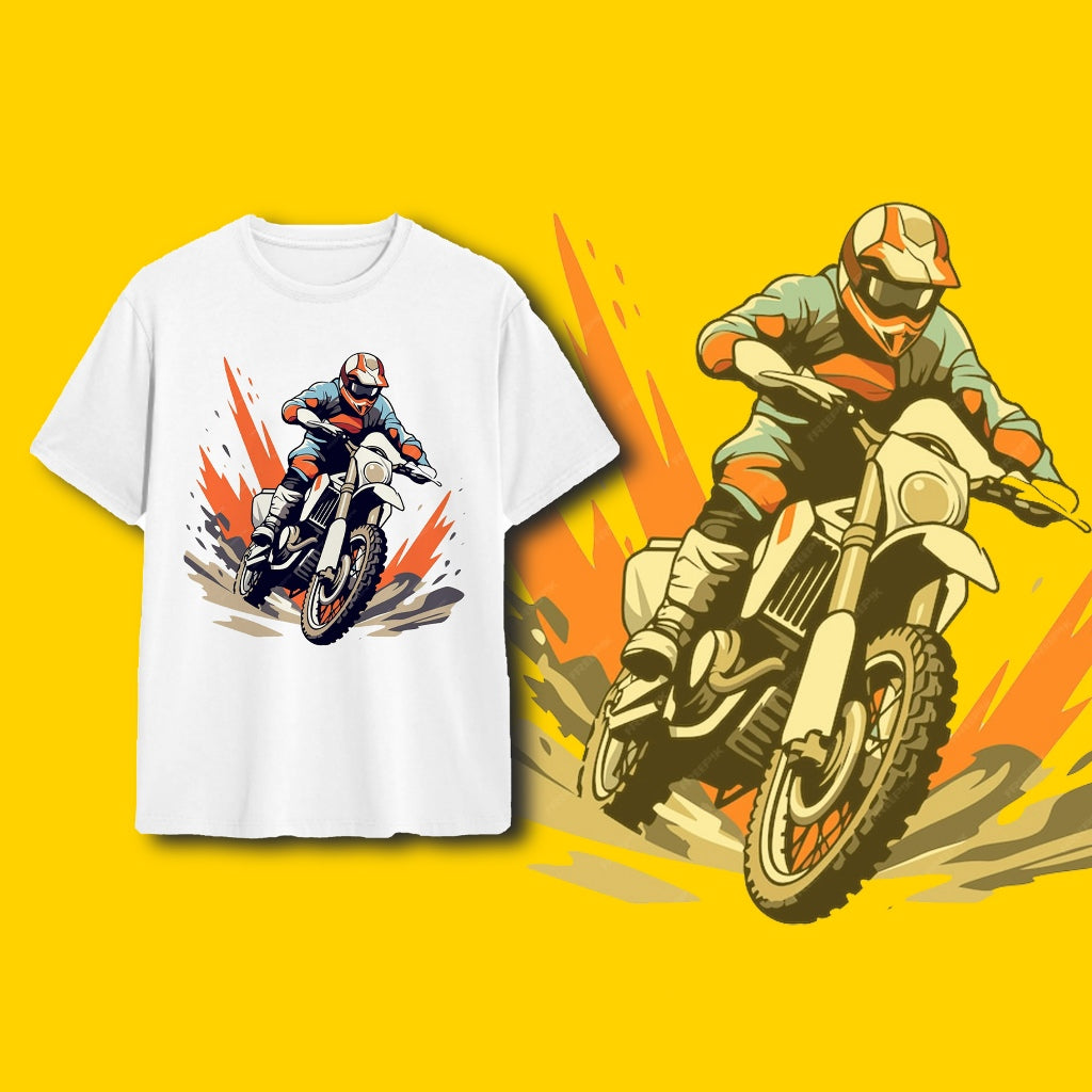 COD Cotton Short T Sleeve Motorcycle Print Round Neck Summer Street Style T Shirt Trendy White Tropical Fabric Menswear Top Tshirt Breathable Streetwear