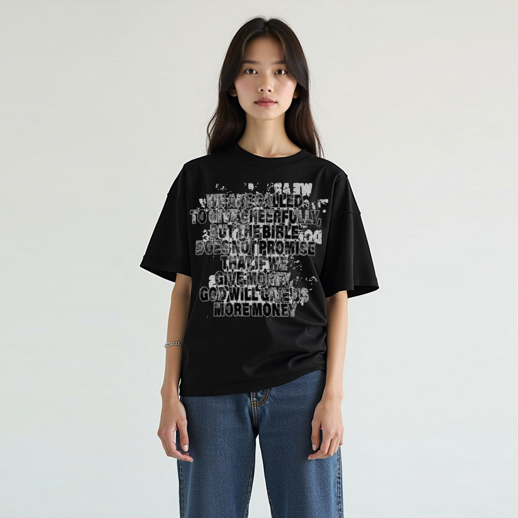 elevendays boxy fit Versi modis Huruf cetak besar Kaos pendek katun trendi model pria dan wanita