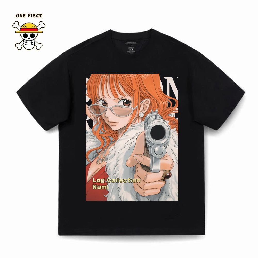 Ctsyyds  Nami Kaos Pria T-shirt Baju Kaos Oversize | Anime Raja Pencuri（One Piece） Luffy Kulit Putih | Vintage Longgar Kaos Washed Pria Baju