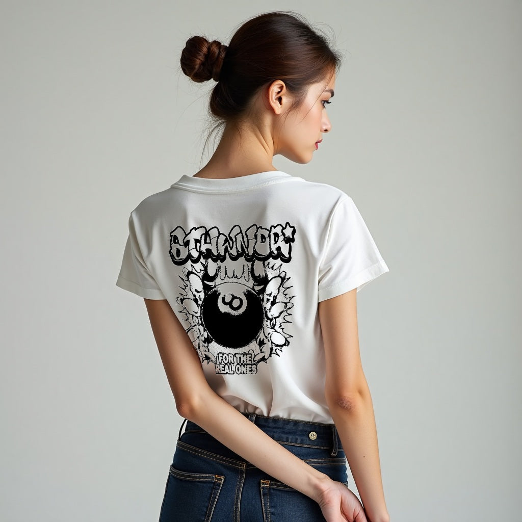 tees vintage Kaos Bola Kolam Renang Hitam Cetak Mode Trendi 8-Bola