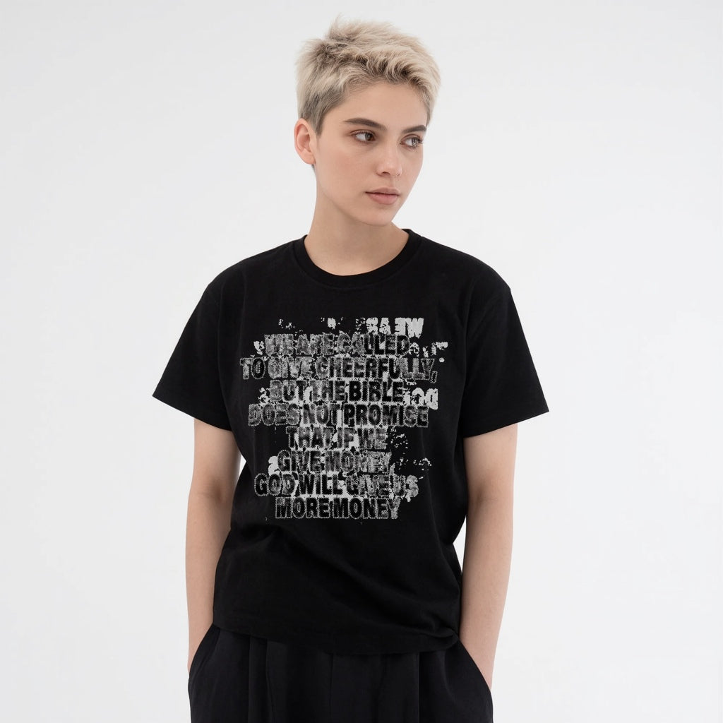elevendays boxy fit Versi modis Huruf cetak besar Kaos pendek katun trendi model pria dan wanita