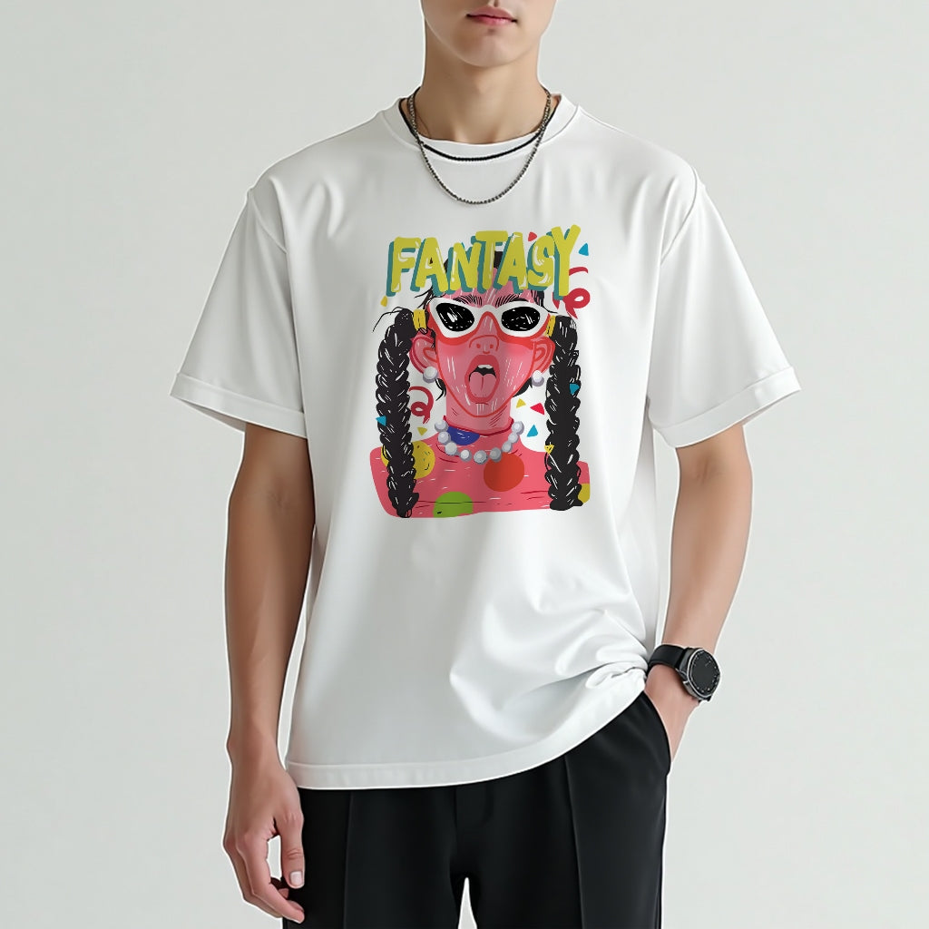 Korean oversize cotton short T-shirt abstract printing round neck short-sleeved student summer ins