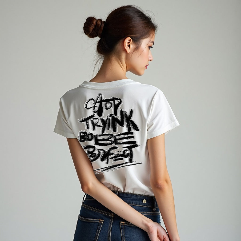 baju beruang petir Kaos Fashion Huruf Jalanan Cetak Besar yang Trendi untuk Pria dan Wanita