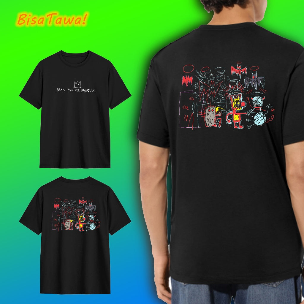 Street skateboarding style cotton short T-shirt spray paint graffiti print round neck loose summer