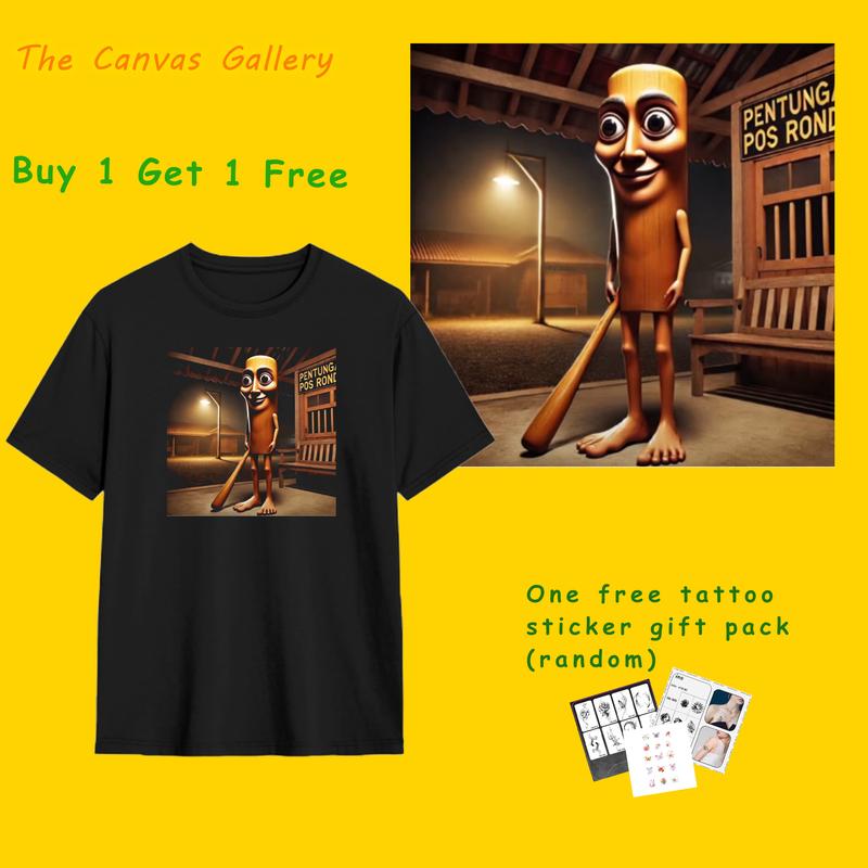kaos anomali Tung Tung Tung Sahur T Shirt Stickman Italian Brain Rot T Shirt Men's Pria Unisex Baju Layer Fit Katun Art