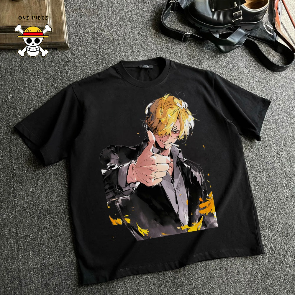 Ctsyyds Lobin Kaos Pria T-shirt Baju Kaos Oversize | Anime Raja Pencuri（One PieceKulit Putih | Vintage Longgar Kaos Washed Pria Baju