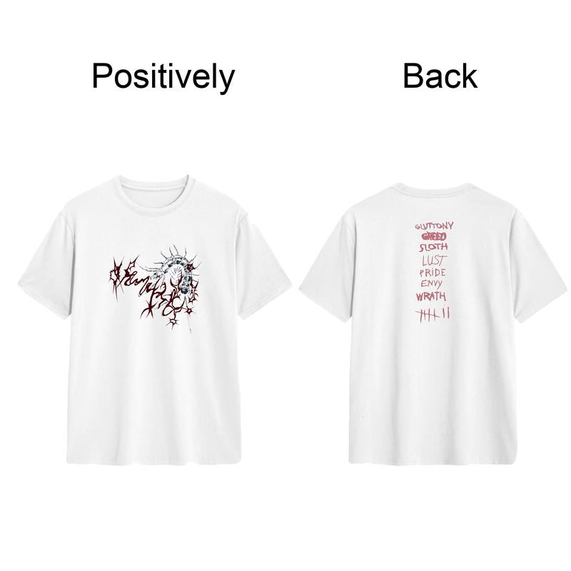 baju petir bmth Y2K style cold cotton short T-shirt printed round neck youth high street influx of tops heavyweight cotton Tropical Fabric Menswear Streetwear Collar Hem Pria Layer Pendek Tee Polos Oversize 