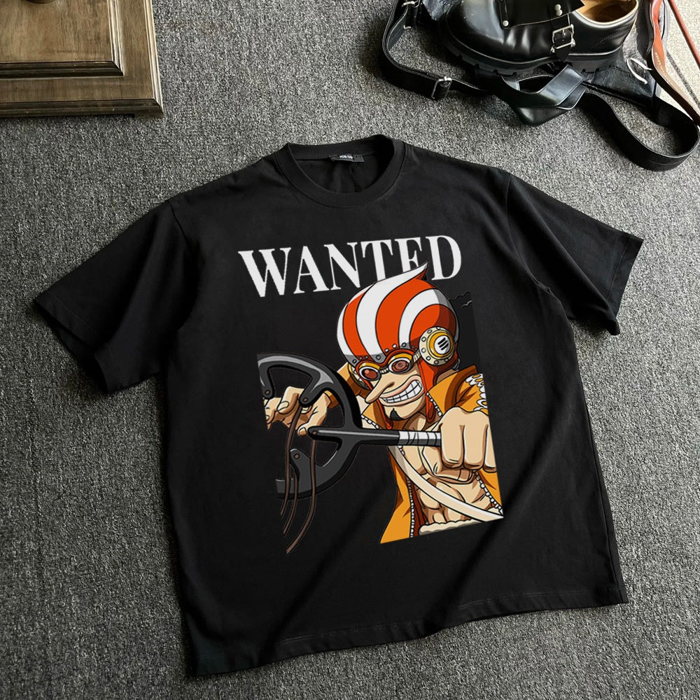 Ctsyyds Kaos Pria T-shirt Baju Kaos Oversize | Anime Raja Pencuri（One Piece） Luffy Kulit Putih | Vintage Longgar Kaos Washed Pria Baju