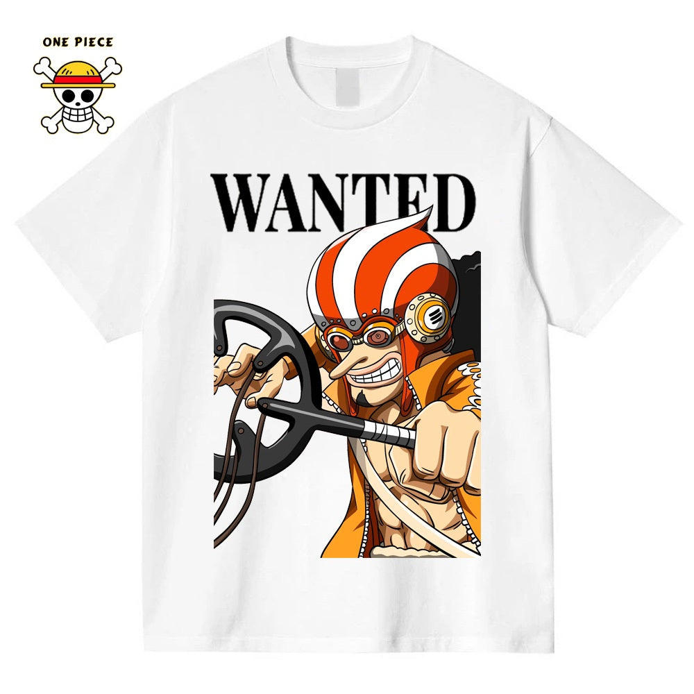 Ctsyyds Kaos Pria T-shirt Baju Kaos Oversize | Anime Raja Pencuri（One Piece） Luffy Kulit Putih | Vintage Longgar Kaos Washed Pria Baju