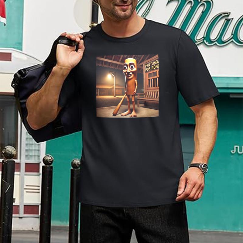 kaos anomali Tung Tung Tung Sahur T Shirt Stickman Italian Brain Rot T Shirt Men's Pria Unisex Baju Layer Fit Katun Art