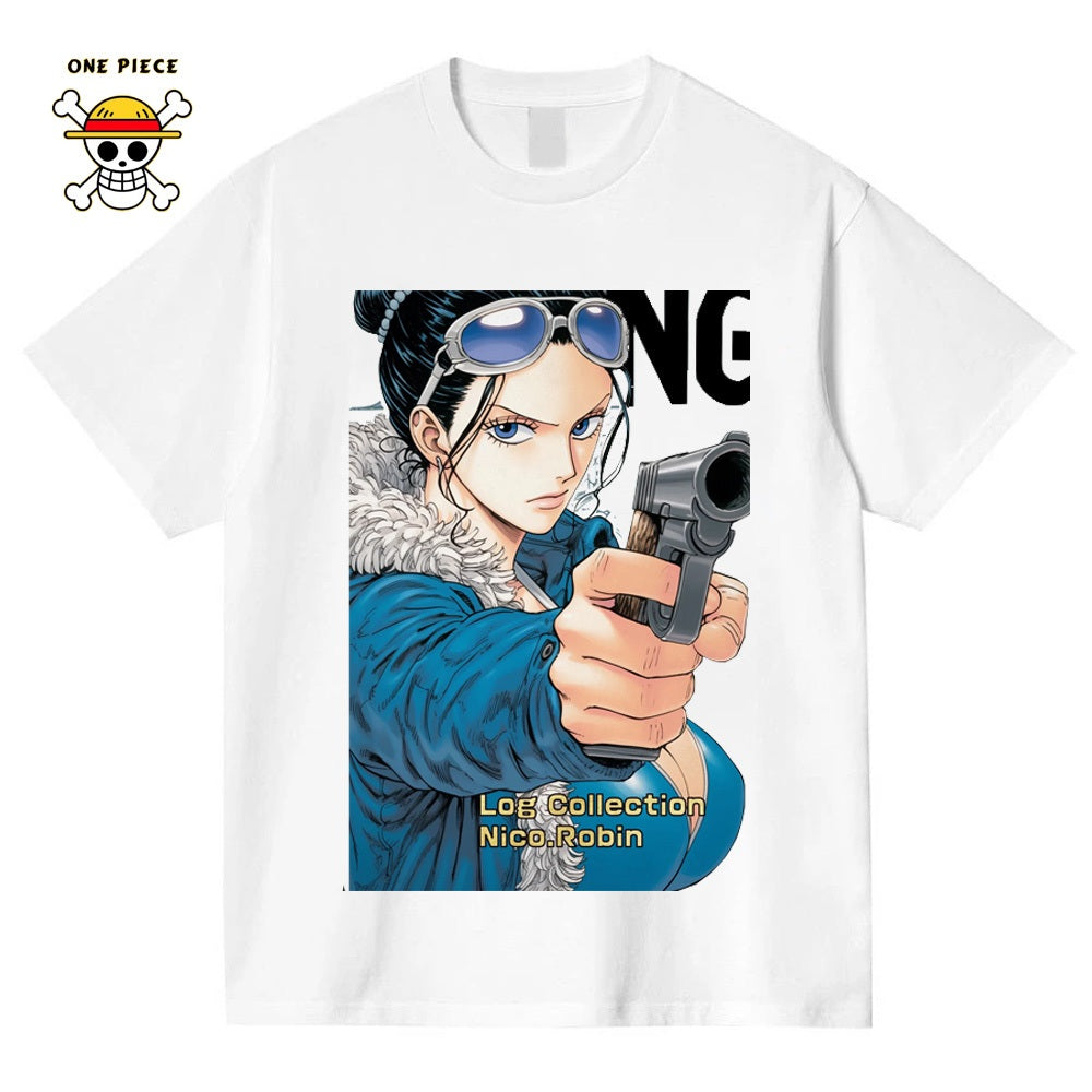 Ctsyyds Lobin Kaos Pria T-shirt Baju Kaos Oversize | Anime Raja Pencuri（One Piece） Luffy Kulit Putih | Vintage Longgar Kaos Washed Pria Baju