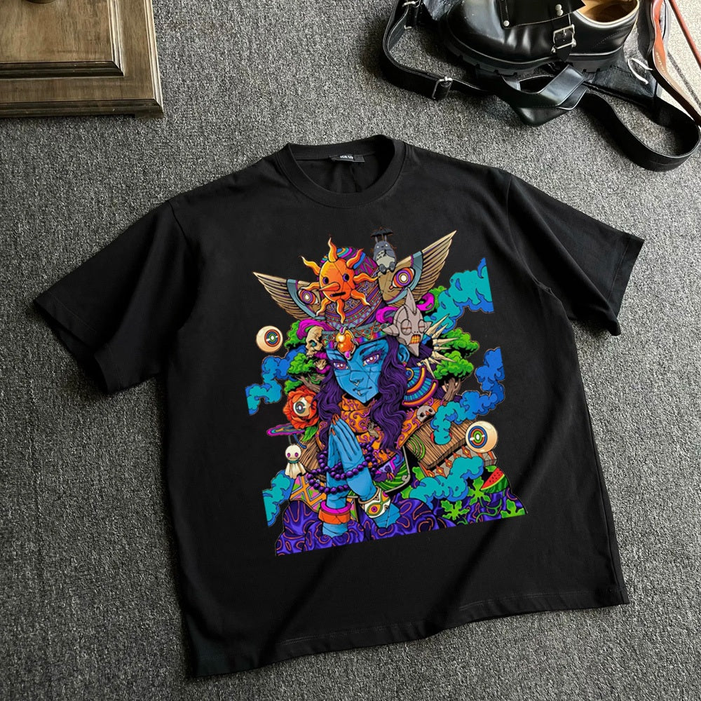 【Unisex】Oversized Wisdom T-Shirt, Oversized T-Shirt, Black, Unisex - Combed Cotton 20s