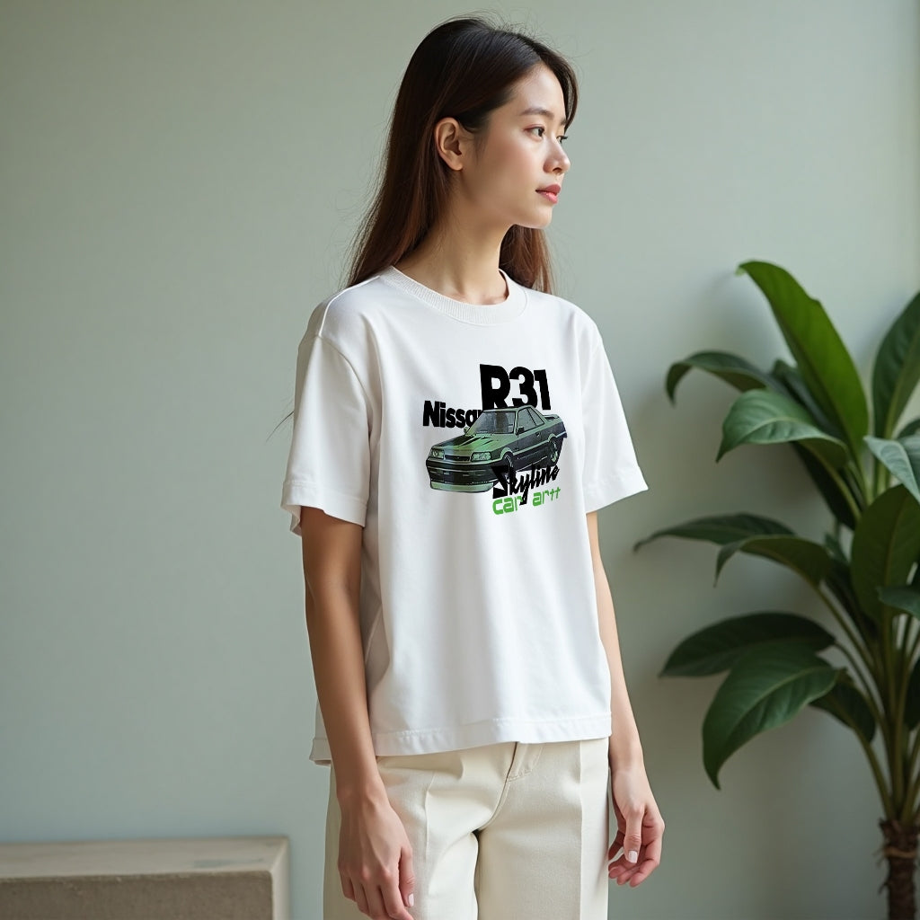 Original car design printing cotton round neck T-shirt teenagers short-sleeved loose versatile tops