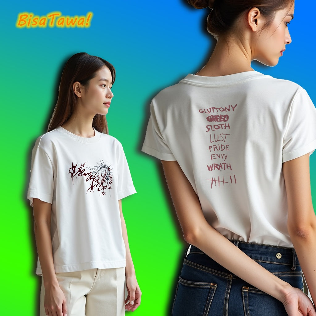 White cotton round neck short T-shirt Y2K American vintage Teenage street tide tops
