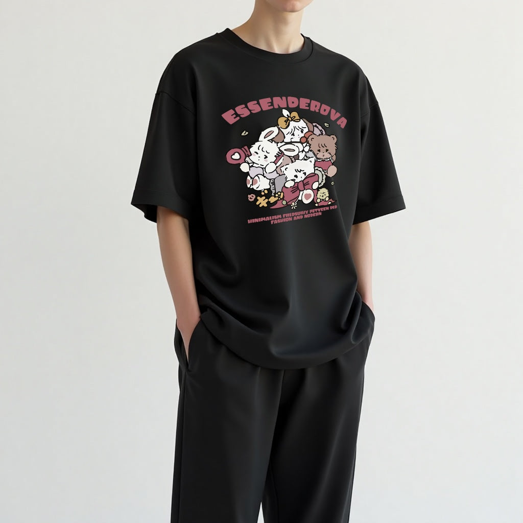 Cotton short T-shirt American cute cartoon round neck girls street tide tops