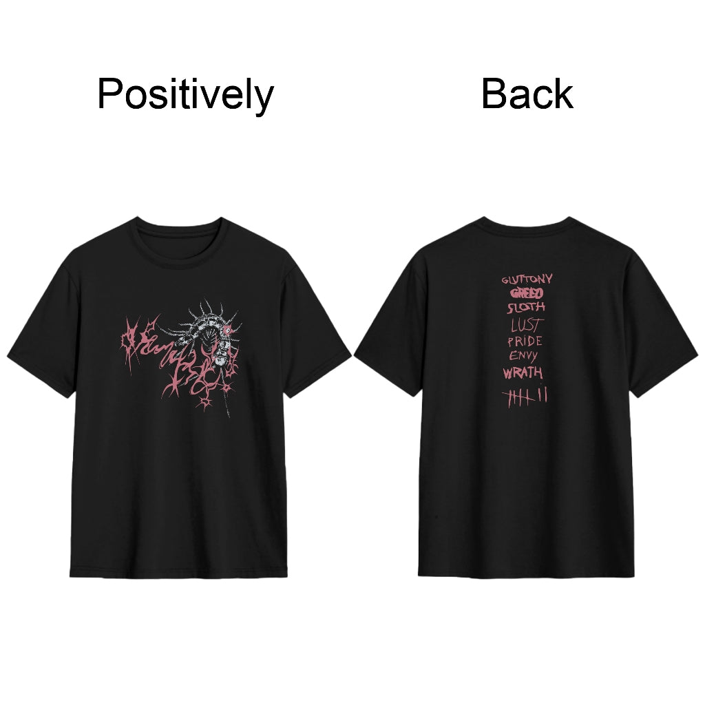 Cotton Black Short T-shirt Y2K American Vintage Round neck Teenage Street Tide Top