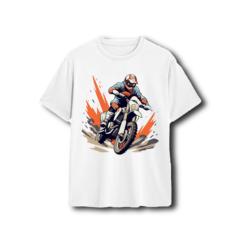COD Cotton Short T Sleeve Motorcycle Print Round Neck Summer Street Style T Shirt Trendy White Tropical Fabric Menswear Top Tshirt Breathable Streetwear
