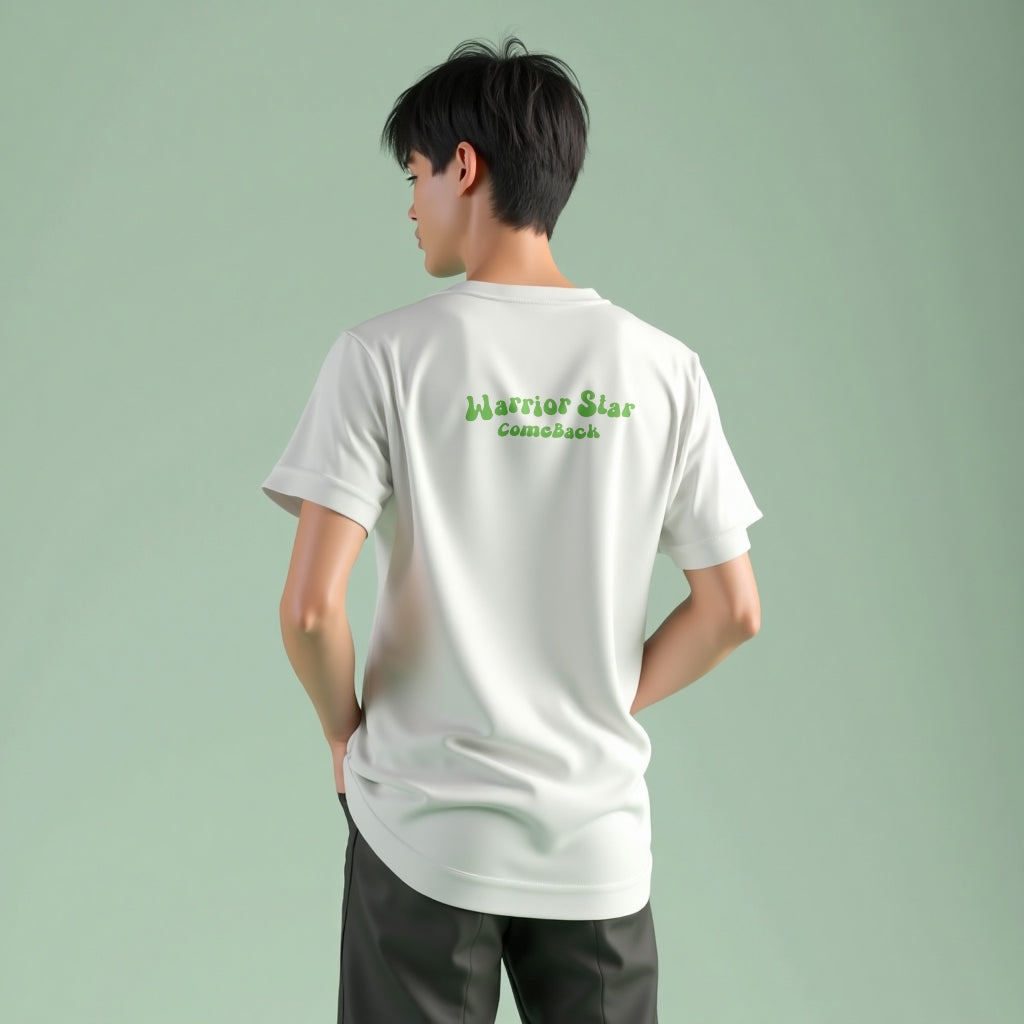 Cotton short T-shirt American retro oversize print round neck street style short sleeve