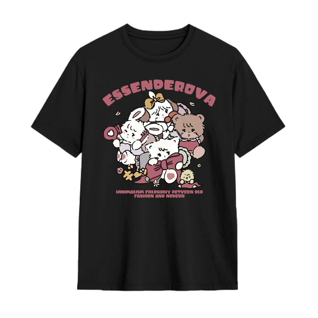 Cotton short T-shirt American cute cartoon round neck girls street tide tops